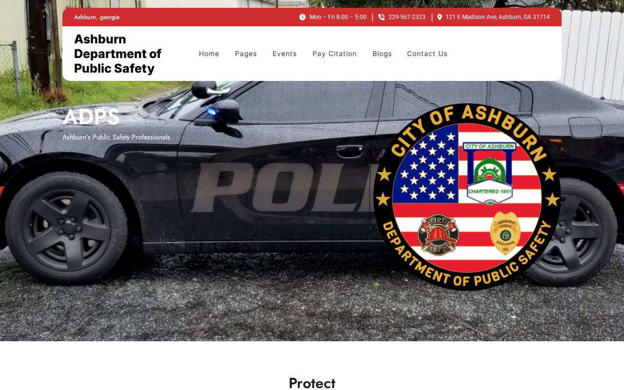 Ashburn Department of Public Safety contact page for Turner County arrest records
