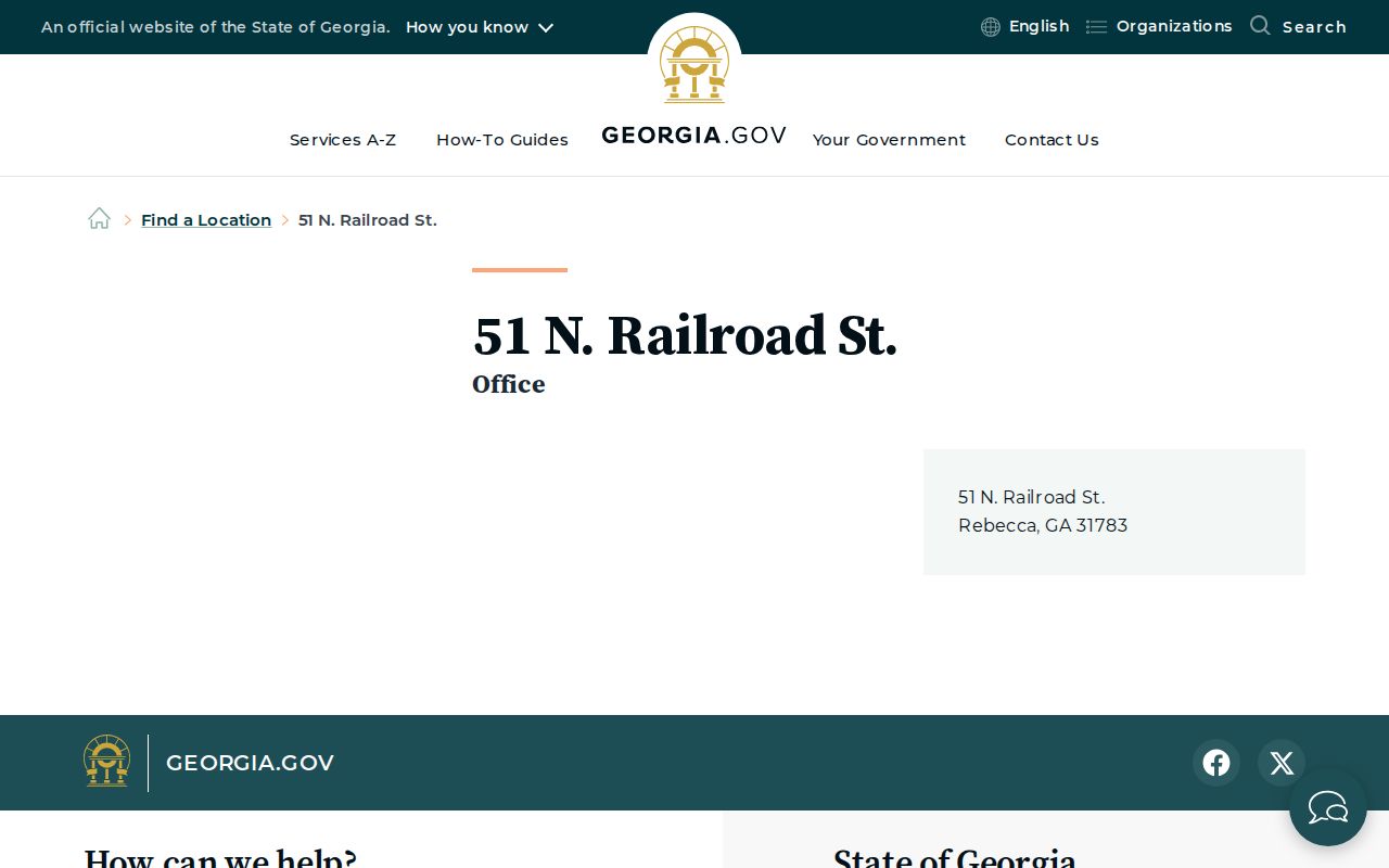 Rebecca City Hall official contact record for Turner County municipal records